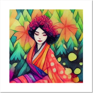 Japanese Woman Geisha - Enhance Creative Posters and Art